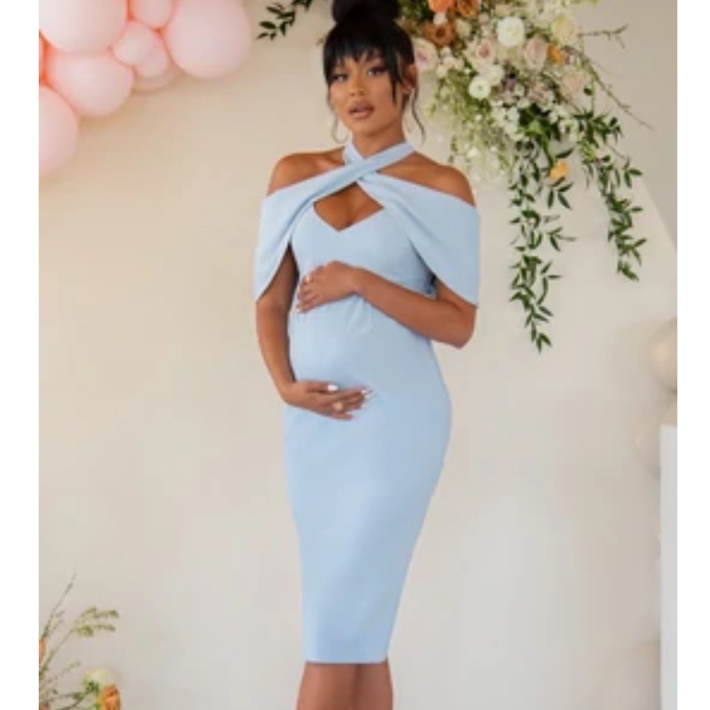 Baby Blue Maternity baby shower dress